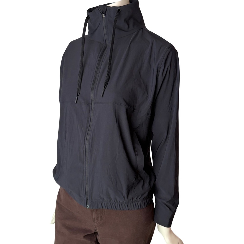 Ladies Active Full Zip Jacket Funnel Neck Windbreaker Black Gorpcore Active L